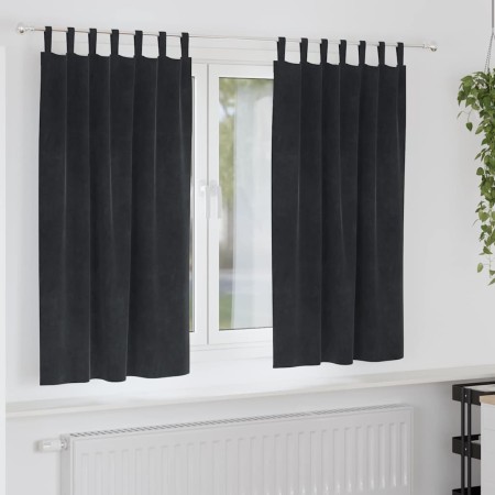 Cortinas con cortinas 2 pcs Negro 140 x 175 cm Terciopelo