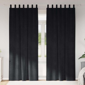 Cortinas con cortinas 2 pcs Negro 140 x 245 cm Terciopelo Cortinas con cortinas 2 pcs Negro 140 x 245 cm Terciopelo