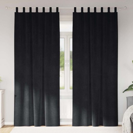 Cortinas con cortinas 2 pcs Negro 140 x 245 cm Terciopelo