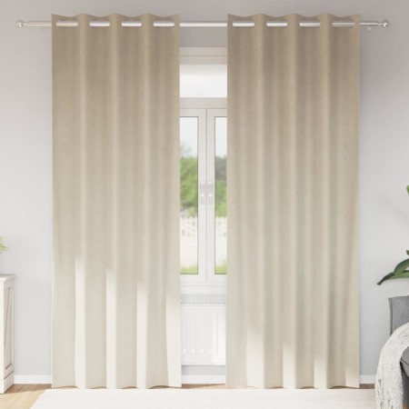 Cortinas opacas 2 pcs Crema 140 x 260 cm Terciopelo en Cortinas y visillos | Comprar online en Foro24