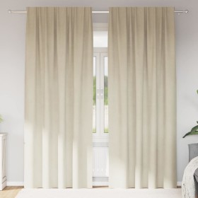Cortinas con cortinas 2 pcs Crema 140 x 225 cm Terciopelo Cortinas con cortinas 2 pcs Crema 140 x 225 cm Terciopelo
