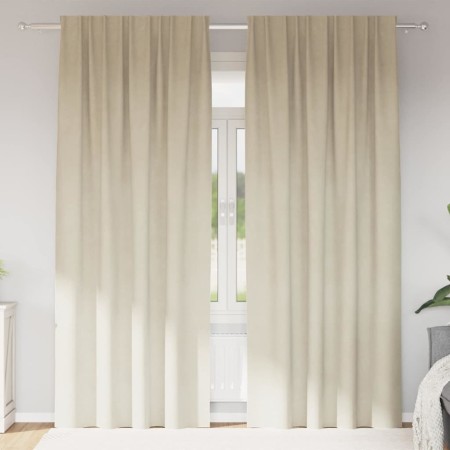 Cortinas con cortinas 2 pcs Crema 140 x 260 cm Terciopelo