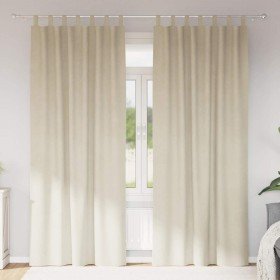 Cortinas con cortinas 2 pcs Crema 140 x 260 cm Terciopelo Cortinas con cortinas 2 pcs Crema 140 x 260 cm Terciopelo