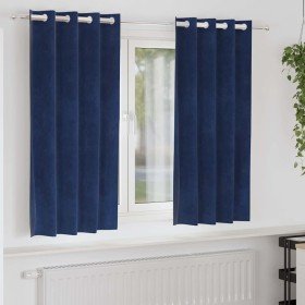 Cortinas con cortinas 2 pcs Azul oscuro 140 x 175 cm Terciopelo Cortinas con cortinas 2 pcs Azul oscuro 140 x 175 cm Terciopelo