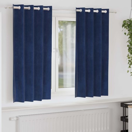 Cortinas con cortinas 2 pcs Azul oscuro 140 x 175 cm Terciopelo