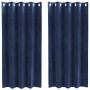 Cortinas con cortinas 2 pcs Azul oscuro 140 x 175 cm Terciopelo