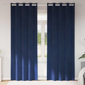 Cortinas con cortinas 2 pcs Azul oscuro 140 x 245 cm Terciopelo Cortinas con cortinas 2 pcs Azul oscuro 140 x 245 cm Terciopelo