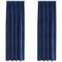 Cortinas con cortinas 2 pcs Azul oscuro 140 x 245 cm Terciopelo