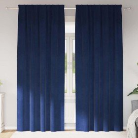 Cortinas con cortinas 2 pcs Azul oscuro 140 x 260 cm Terciopelo Cortinas con cortinas 2 pcs Azul oscuro 140 x 260 cm Terciopelo