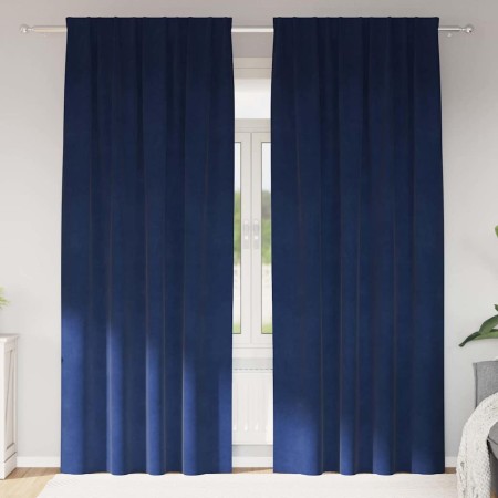 Cortinas con cortinas 2 pcs Azul oscuro 140 x 260 cm Terciopelo