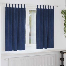 Cortinas con cortinas 2 pcs Azul Oscuro 140 x 175 cm Terciopelo Cortinas con cortinas 2 pcs Azul Oscuro 140 x 175 cm Terciopelo