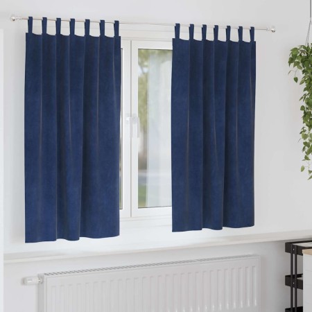 Cortinas con cortinas 2 pcs Azul Oscuro 140 x 175 cm Terciopelo