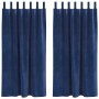 Cortinas con cortinas 2 pcs Azul Oscuro 140 x 175 cm Terciopelo