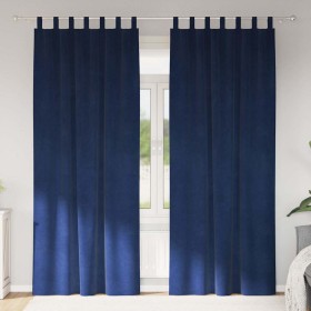 Cortinas con cortinas 2 pcs Azul oscuro 140 x 245 cm Terciopelo Cortinas con cortinas 2 pcs Azul oscuro 140 x 245 cm Terciopelo