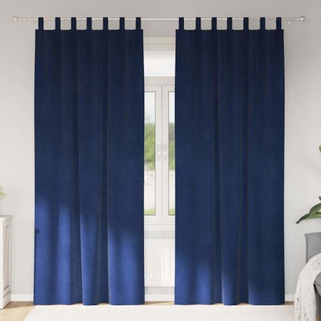 Cortinas con cortinas 2 pcs Azul oscuro 140 x 245 cm Terciopelo