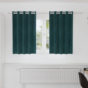Cortinas 2 pcs Verde oscuro 140 x 140 cm Terciopelo Cortinas 2 pcs Verde oscuro 140 x 140 cm Terciopelo