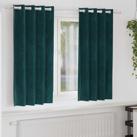Cortinas 2 pcs Verde oscuro 140 x 175 cm Terciopelo Cortinas 2 pcs Verde oscuro 140 x 175 cm Terciopelo