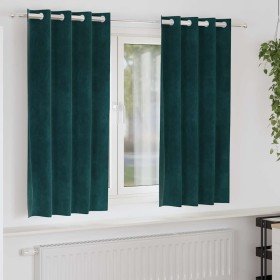 Cortinas 2 pcs Verde oscuro 140 x 175 cm Terciopelo Cortinas 2 pcs Verde oscuro 140 x 175 cm Terciopelo