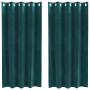 Cortinas 2 pcs Verde oscuro 140 x 175 cm Terciopelo