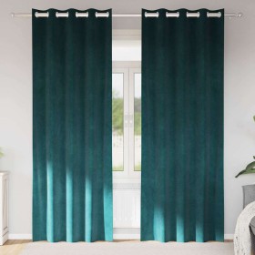 Cortinas 2 pcs Verde oscuro 140 x 260 cm Terciopelo Cortinas 2 pcs Verde oscuro 140 x 260 cm Terciopelo