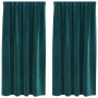 Cortinas 2 pcs Verde oscuro 140 x 175 cm Terciopelo