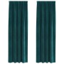 Cortinas 2 pcs Verde oscuro 140 x 260 cm Terciopelo