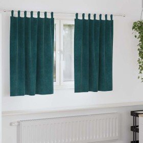 Cortinas 2 pcs Verde oscuro 140 x 140 cm Terciopelo Cortinas 2 pcs Verde oscuro 140 x 140 cm Terciopelo