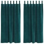 Cortinas 2 pcs Verde oscuro 140 x 175 cm Terciopelo