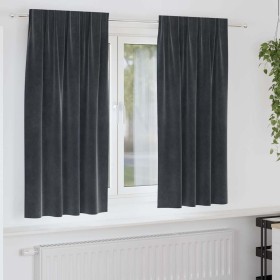 Cortinas con cortinas 2 pcs Gris oscuro 140 x 175 cm Terciopelo