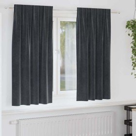 Cortinas con cortinas 2 pcs Gris oscuro 140 x 175 cm Terciopelo Cortinas con cortinas 2 pcs Gris oscuro 140 x 175 cm Terciopelo