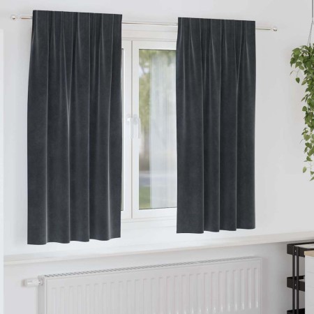Cortinas con cortinas 2 pcs Gris oscuro 140 x 175 cm Terciopelo