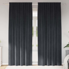 Cortinas con cortinas 2 pcs Gris oscuro 140 x 225 cm Terciopelo Cortinas con cortinas 2 pcs Gris oscuro 140 x 225 cm Terciopelo