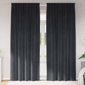 Cortinas con cortinas 2 pcs Gris oscuro 140 x 260 cm Terciopelo Cortinas con cortinas 2 pcs Gris oscuro 140 x 260 cm Terciopelo