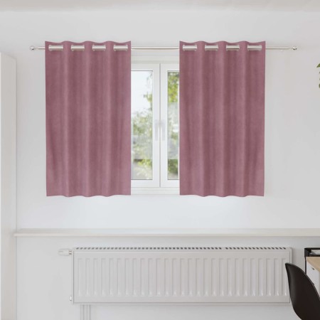 Cortinas con cortinas 2 pcs Rosa oscuro 140 x 140 cm Terciopelo