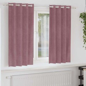 Cortinas con cortinas 2 pcs Rosa oscuro 140 x 175 cm Terciopelo Cortinas con cortinas 2 pcs Rosa oscuro 140 x 175 cm Terciopelo