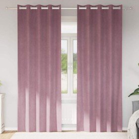 Cortinas con cortinas 2 pcs Rosa oscuro 140 x 260 cm Terciopelo Cortinas con cortinas 2 pcs Rosa oscuro 140 x 260 cm Terciopelo
