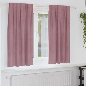 Cortinas con cortinas 2 pcs Rosa oscuro 140 x 175 cm Terciopelo Cortinas con cortinas 2 pcs Rosa oscuro 140 x 175 cm Terciopelo