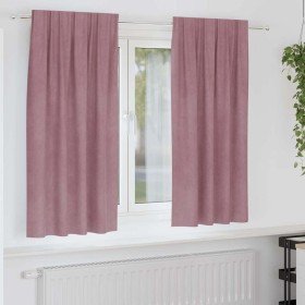 Cortinas con cortinas 2 pcs Rosa oscuro 140 x 175 cm Terciopelo Cortinas con cortinas 2 pcs Rosa oscuro 140 x 175 cm Terciopelo