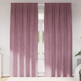 Cortinas con cortinas 2 pcs Rosa Oscuro 140 x 260 cm Terciopelo Cortinas con cortinas 2 pcs Rosa Oscuro 140 x 260 cm Terciopelo