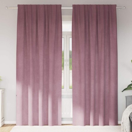 Cortinas con cortinas 2 pcs Rosa Oscuro 140 x 260 cm Terciopelo