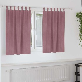 Cortinas con cortinas 2 pcs Rosa oscuro 140 x 140 cm Terciopelo Cortinas con cortinas 2 pcs Rosa oscuro 140 x 140 cm Terciopelo