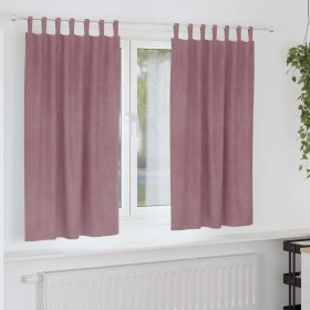 Cortinas con cortinas 2 pcs Rosa oscuro 140 x 175 cm Terciopelo