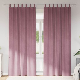 Cortinas con cortinas 2 pcs Rosa Oscuro 140 x 245 cm Terciopelo