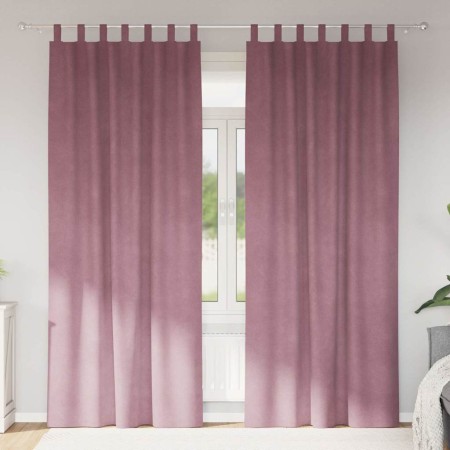 Cortinas con cortinas 2 pcs Rosa Oscuro 140 x 245 cm Terciopelo