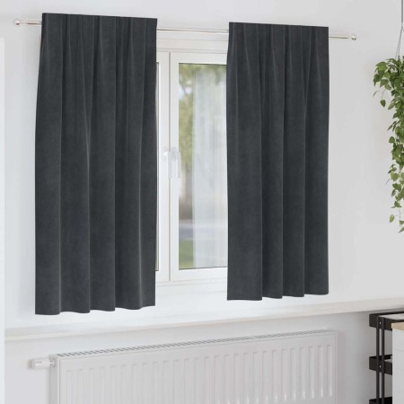 Cortinas con cortinas 2 pcs Gris claro 140 x 175 cm Terciopelo