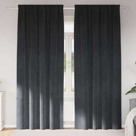 Cortinas con cortinas 2 pcs Gris Claro 140 x 260 cm Terciopelo