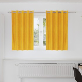 Cortinas 2 pcs Amarillo mostaza 140 x 140 cm Terciopelo