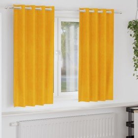 Cortinas 2 pcs Amarillo Mostaza 140 x 175 cm Terciopelo Cortinas 2 pcs Amarillo Mostaza 140 x 175 cm Terciopelo