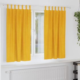 Cortinas 2 pcs Amarillo Mostaza 140 x 175 cm Terciopelo Cortinas 2 pcs Amarillo Mostaza 140 x 175 cm Terciopelo