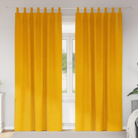Cortinas 2 pcs Amarillo mostaza 140 x 225 cm Terciopelo